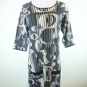 Catherine Malandrino black geometric sweater dress wool knit
